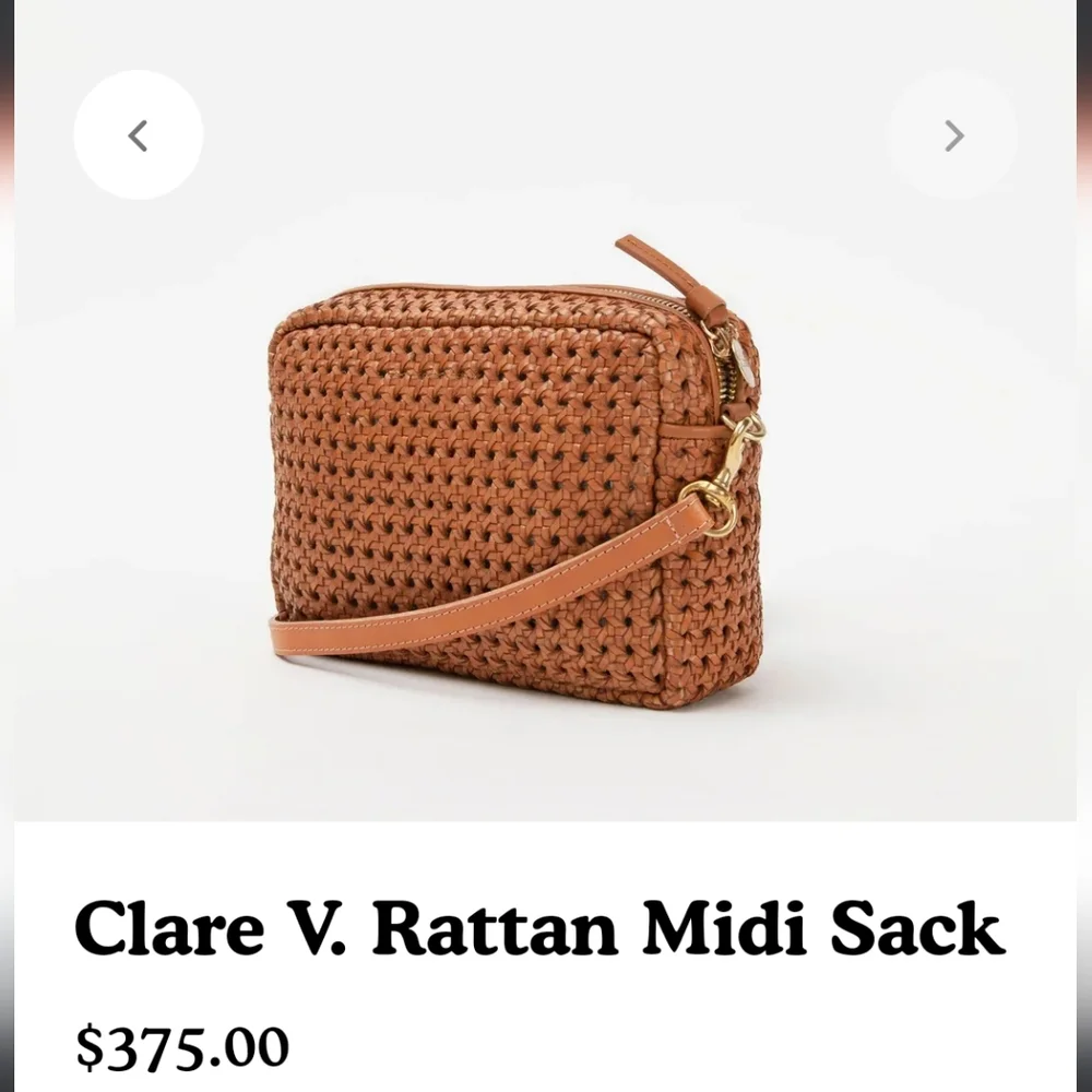 Clare V. Woven Leather Wristlet in Cognac Brown